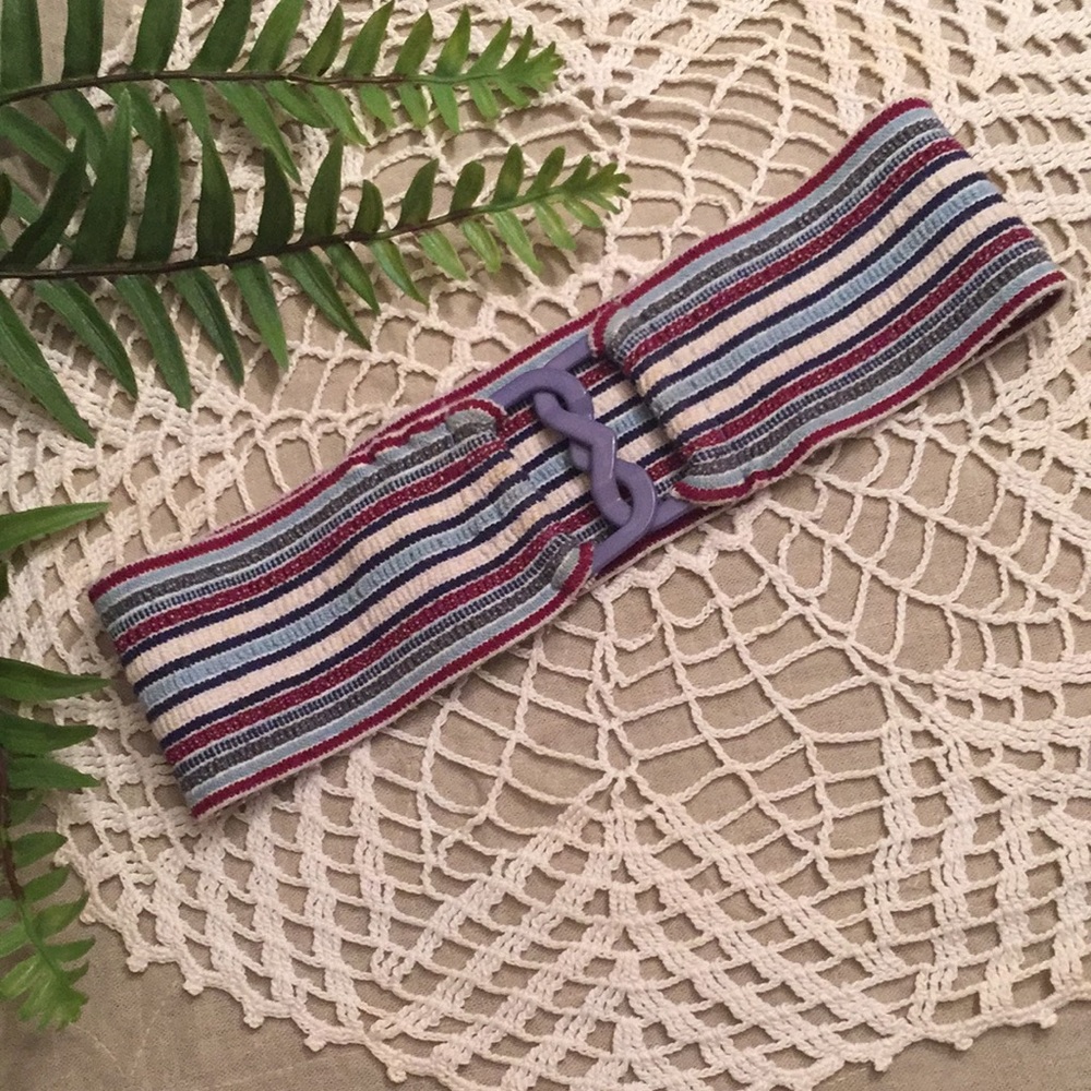 Vintage 1970s Striped Stretch Belt